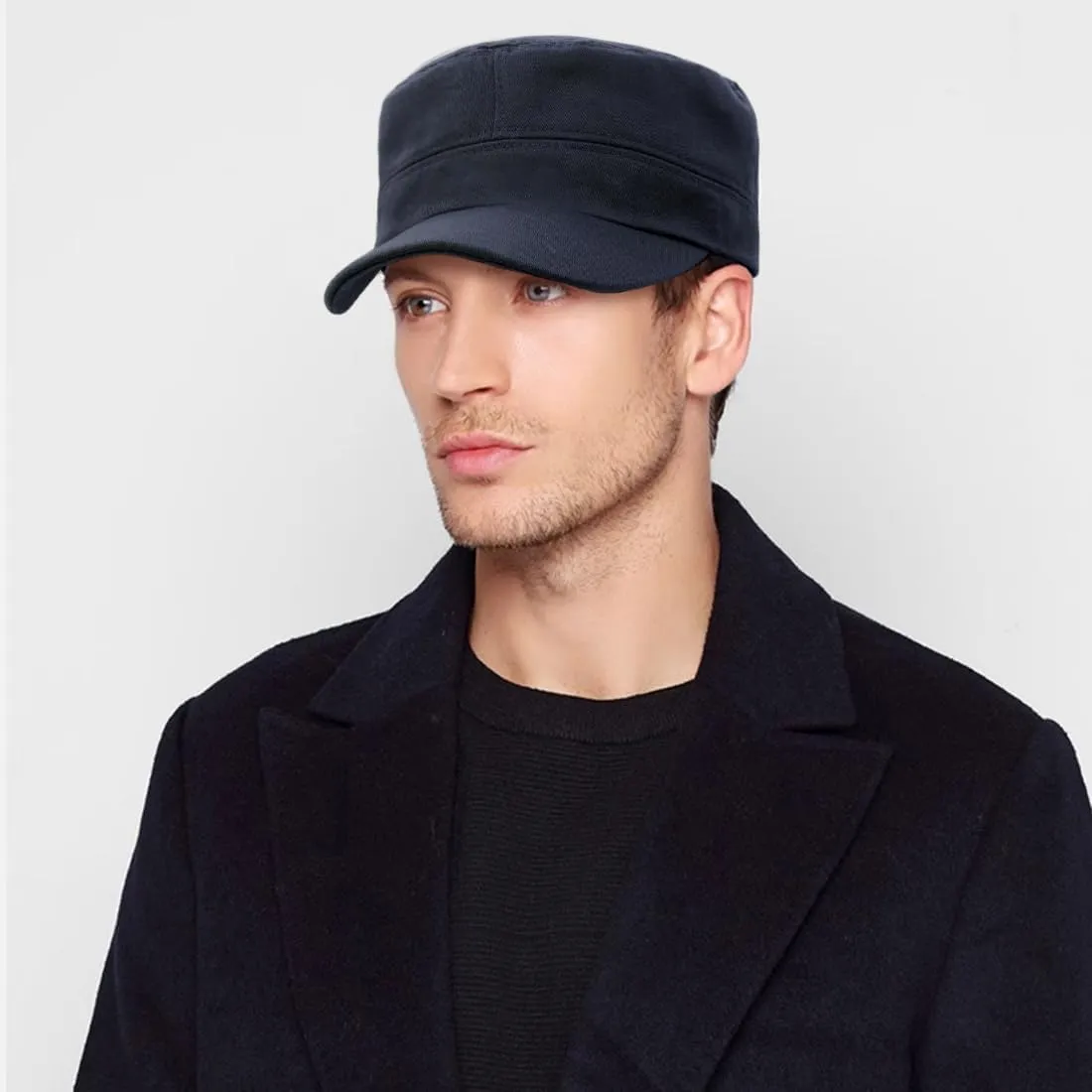 Unisex Cadet Army Cap Flat Top Cap Twill Military Corps Hat for Women Men