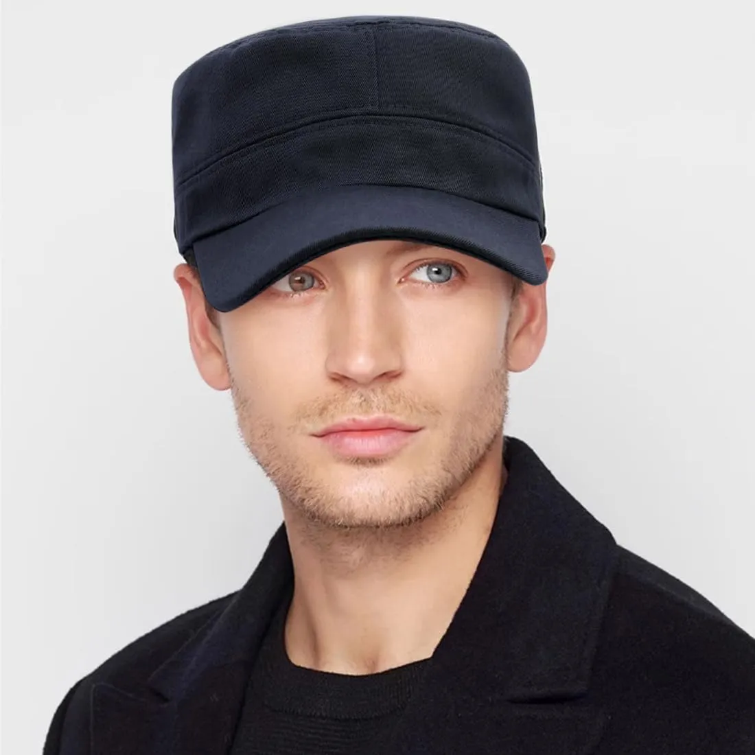 Unisex Cadet Army Cap Flat Top Cap Twill Military Corps Hat for Women Men