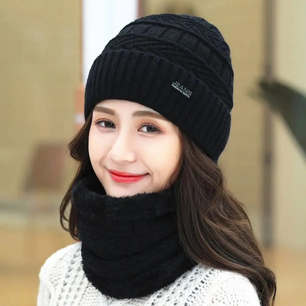 Unisex Thermal Fleece Knitted Balaclava Wool Neck Warmer Scarf Cap