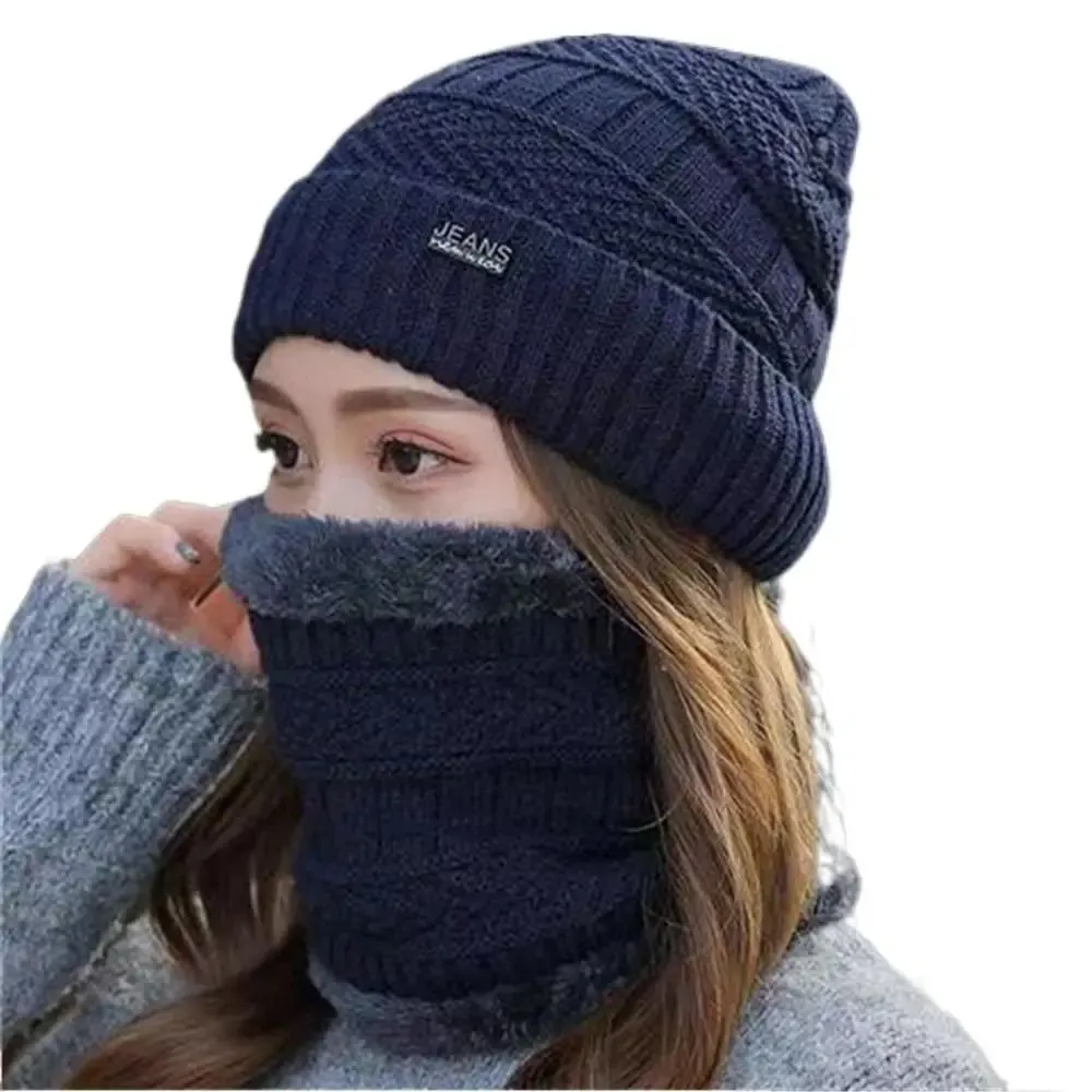Unisex Thermal Fleece Knitted Balaclava Wool Neck Warmer Scarf Cap