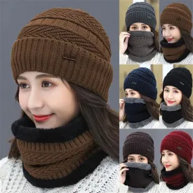 Unisex Thermal Fleece Knitted Balaclava Wool Neck Warmer Scarf Cap