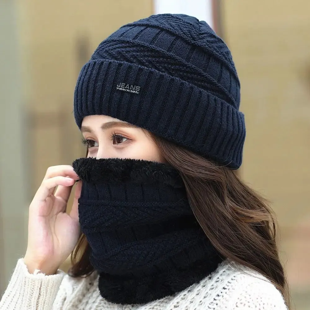 Unisex Thermal Fleece Knitted Balaclava Wool Neck Warmer Scarf Cap