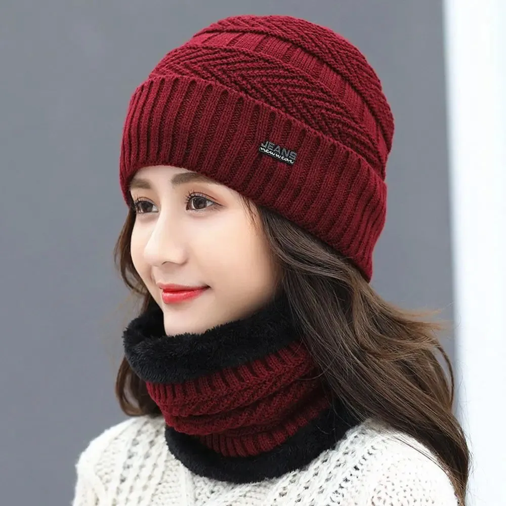 Unisex Thermal Fleece Knitted Balaclava Wool Neck Warmer Scarf Cap