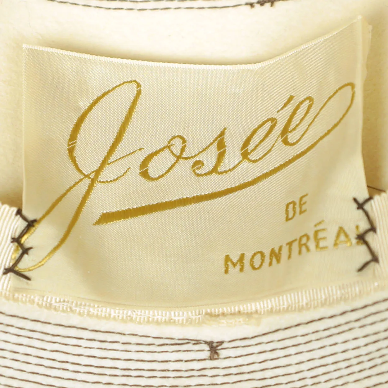 Vintage 1960s Bucket Hat with High Crown Off White Felt Josee Montreal Size M