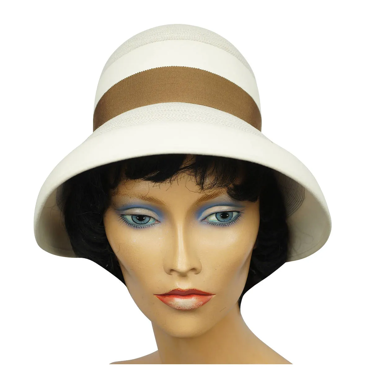 Vintage 1960s Bucket Hat with High Crown Off White Felt Josee Montreal Size M
