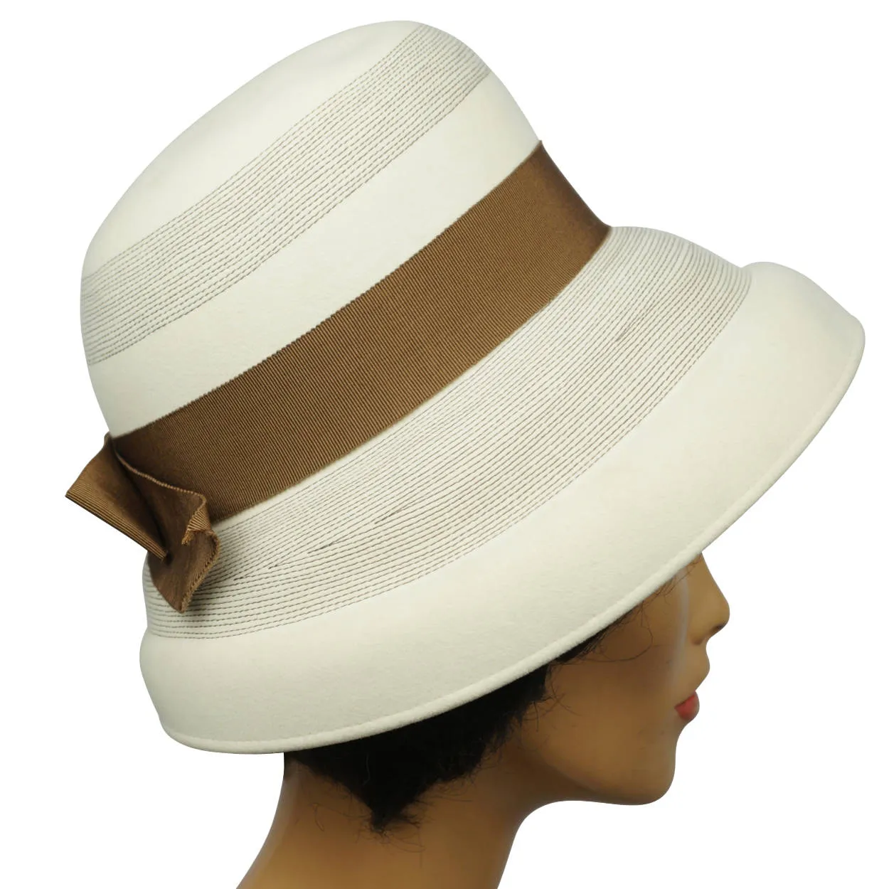 Vintage 1960s Bucket Hat with High Crown Off White Felt Josee Montreal Size M