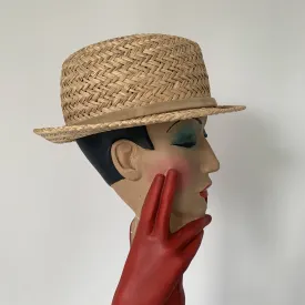 Vintage chic straw boater hat by Stephen Jones made in England