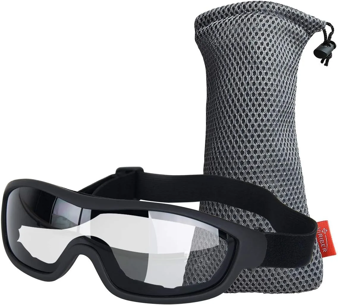 Viriber Unisex Motorcycle Goggles - Transparent, Adjustable, Scratch-Resistant Lens, UV 400 Protection, Anti-Collision