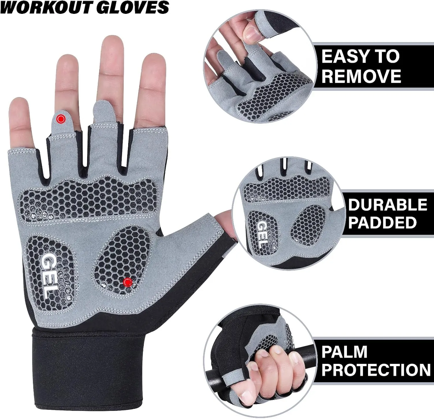 Weight Lifting Gloves for Men and Women - Premium Gym Gloves with Superior Grip, Wrist Support, Full Palm Protection with Padded Design for Weight Training, Fitness