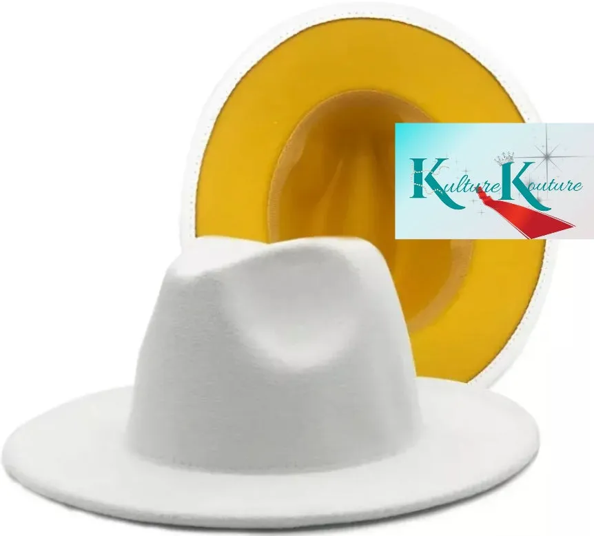 White and Sunflower Unisex Fedora Hat