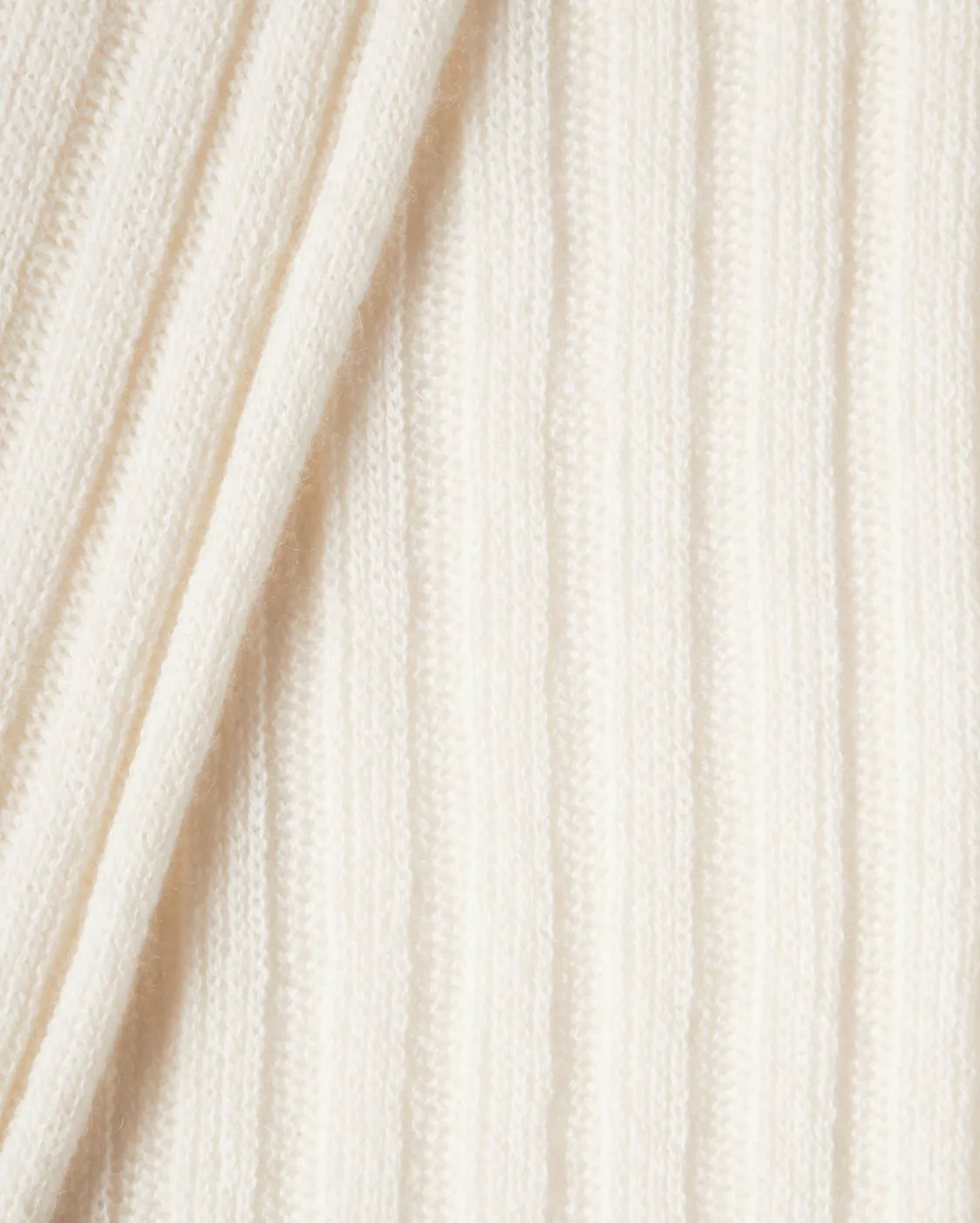 Womens's Pure Cashmere Ribbed Scarf Milk White