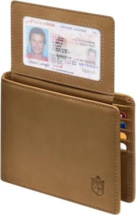 Zitahli Men's Slim RFID Blocking Leather Wallet,12 Card Slots Bifold Wallet,Ultra-Thin 0.39" Front Pocket Design 2 ID Window with Gift Box