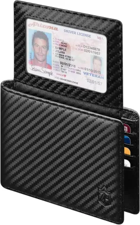 Zitahli Men's Slim RFID Blocking Leather Wallet,12 Card Slots Bifold Wallet,Ultra-Thin 0.39" Front Pocket Design 2 ID Window with Gift Box