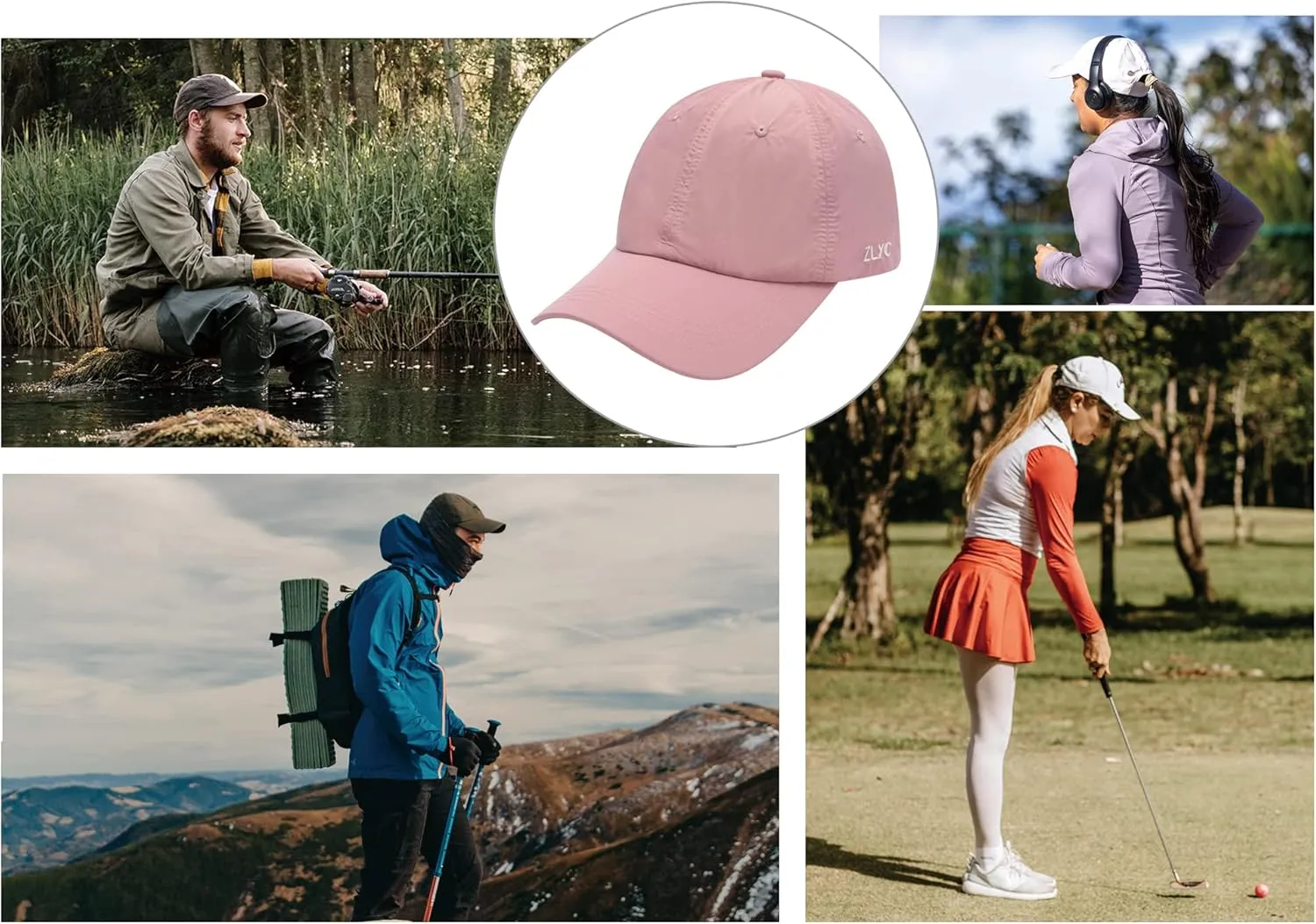 ZLYC Quick Dry Baseball Cap for Women Men Unstructured Sports Golf Tennis Hat