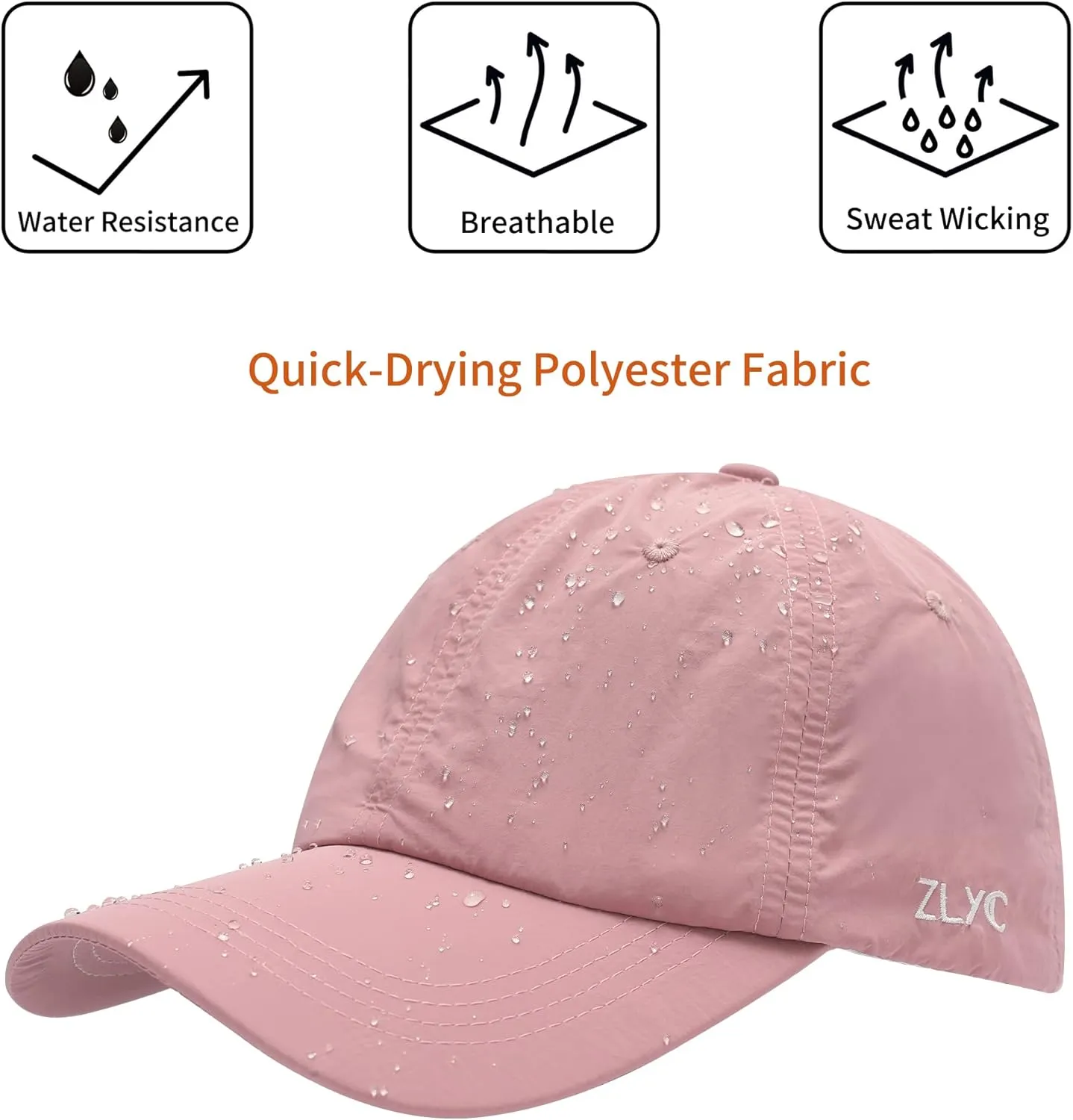 ZLYC Quick Dry Baseball Cap for Women Men Unstructured Sports Golf Tennis Hat